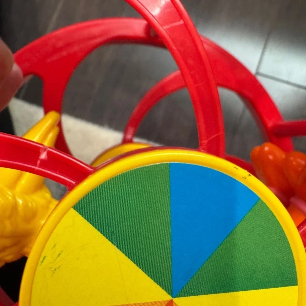 VINTAGE Sesame Street Red and Yellow Big Bird Roller Wheel Kids Toy Baby Toddler